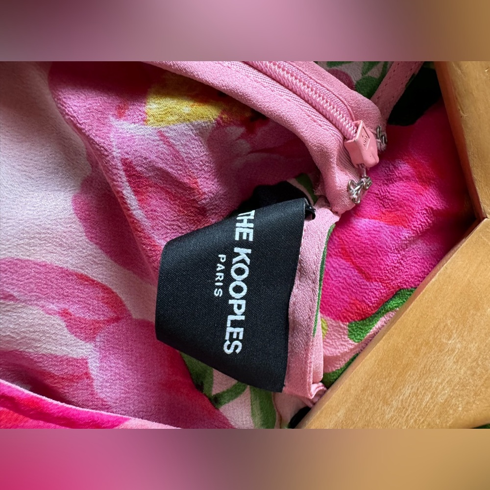 The Kooples Pink Floral Silk Midi Dress S - Picture 9 of 11
